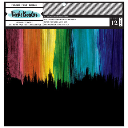 Vicki Boutin Mixed Media Foundations Paper 12"X12" 12/Pkg-Black, 140lb