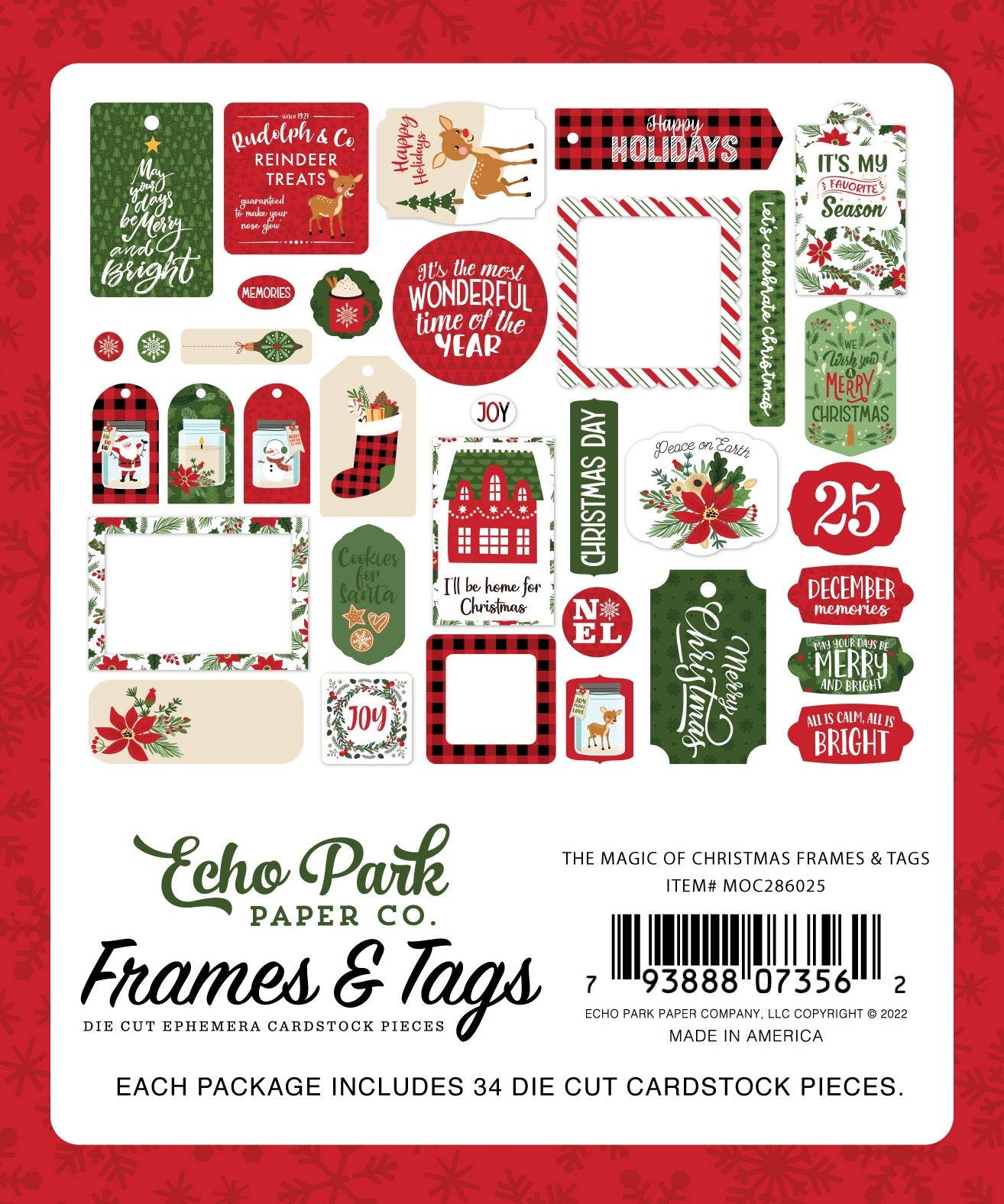 Echo Park Cardstock Ephemera 33/Pkg-Frames & Tags, The Magic Of Christmas