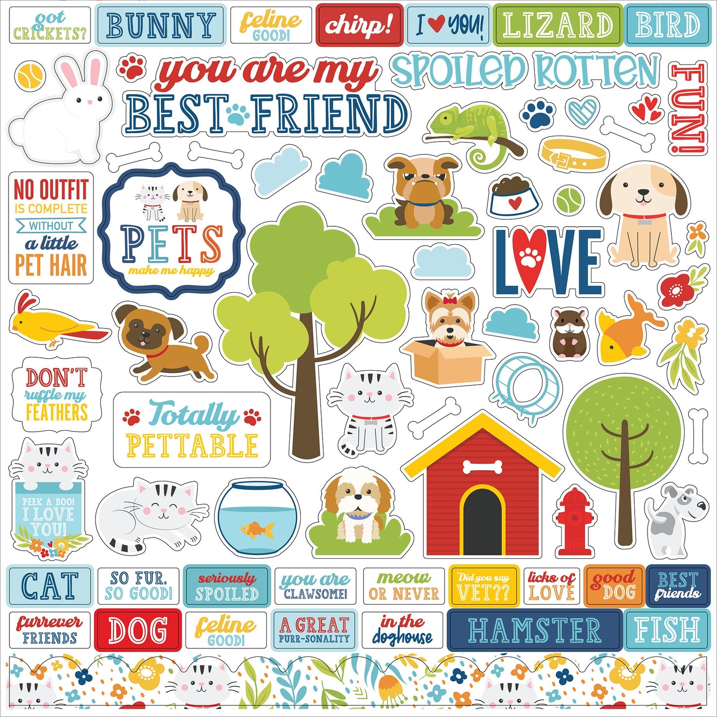 Pets Cardstock Stickers 12"X12"-Elements