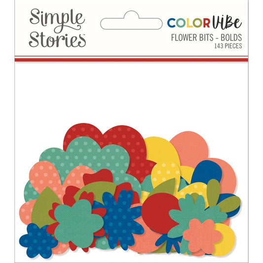 Color Vibe Cardstock Flowers Bits & Pieces 143/Pkg-Bolds