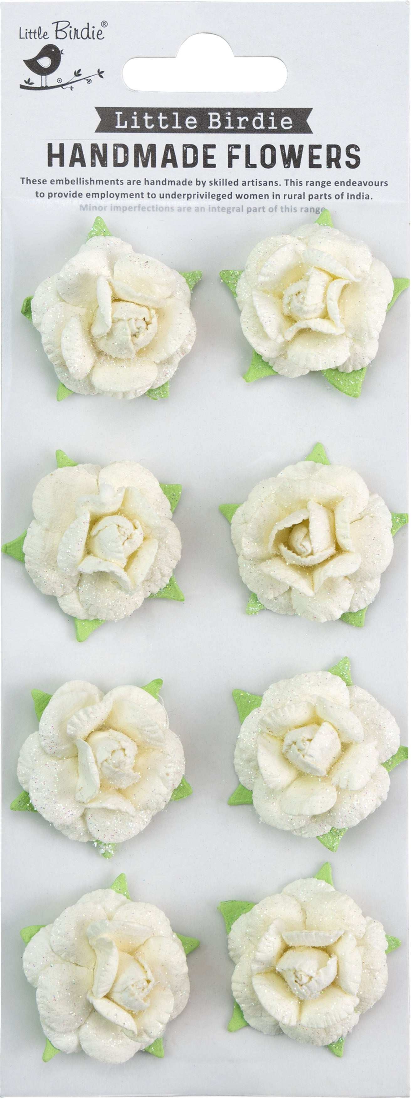 Little Birdie Angel Rose Paper Flowers 8/Pkg-Amor Mio