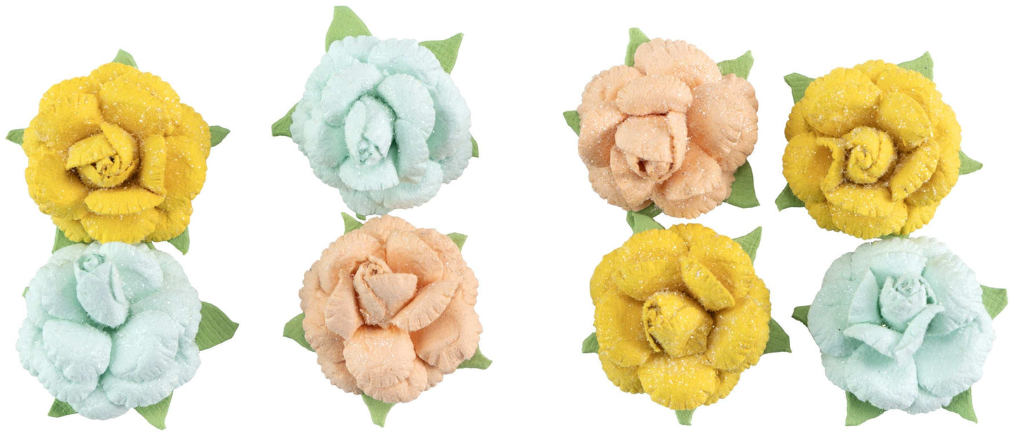 Little Birdie Angel Rose Paper Flowers 8/Pkg-Amor Mio