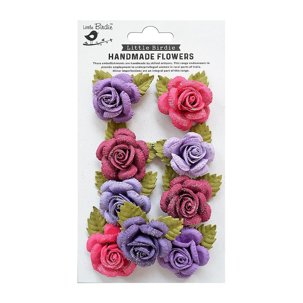 Little Birdie Karin Paper Flowers 8/Pkg-Love and Roses