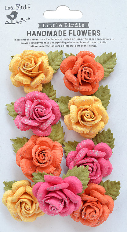 Little Birdie Karin Paper Flowers 8/Pkg-Love and Roses