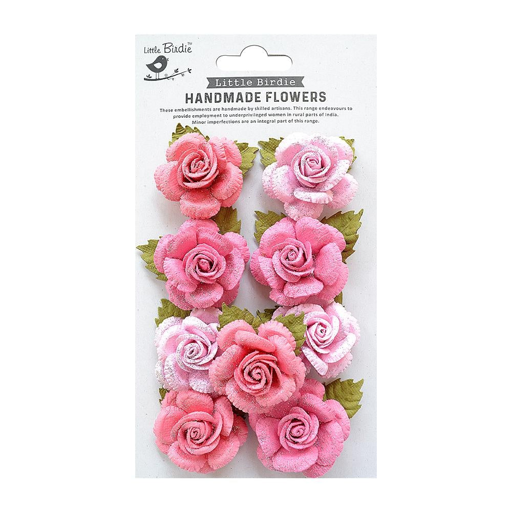 Little Birdie Karin Paper Flowers 8/Pkg-Love and Roses