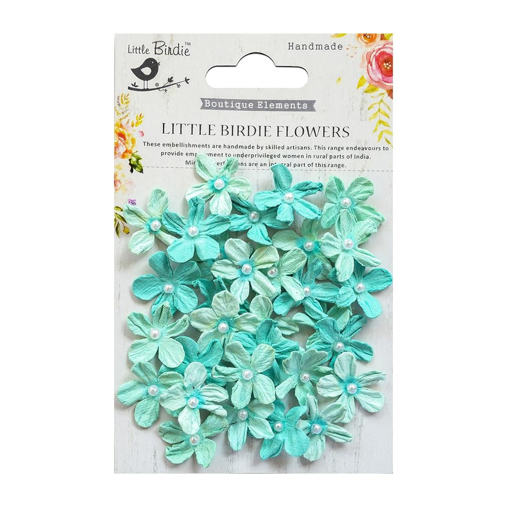 Little Birdie Pearl Petites Paper Flowers 32/Pkg-Pink