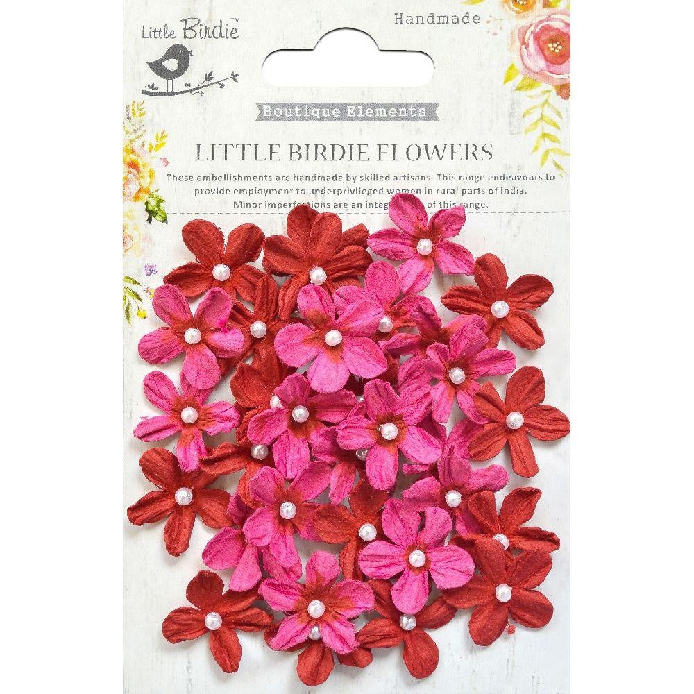 Little Birdie Pearl Petites Paper Flowers 32/Pkg-Pink