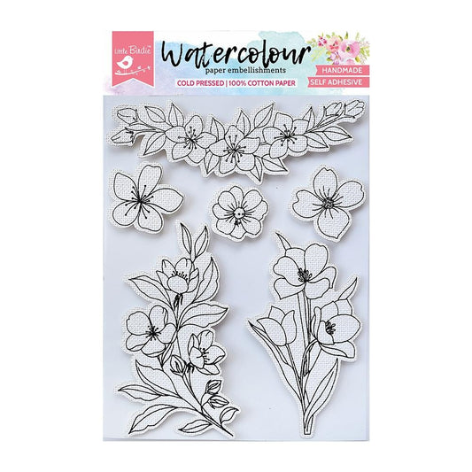 Little Birdie Watercolor Embellishment Sticker 6/Pkg-Abloom
