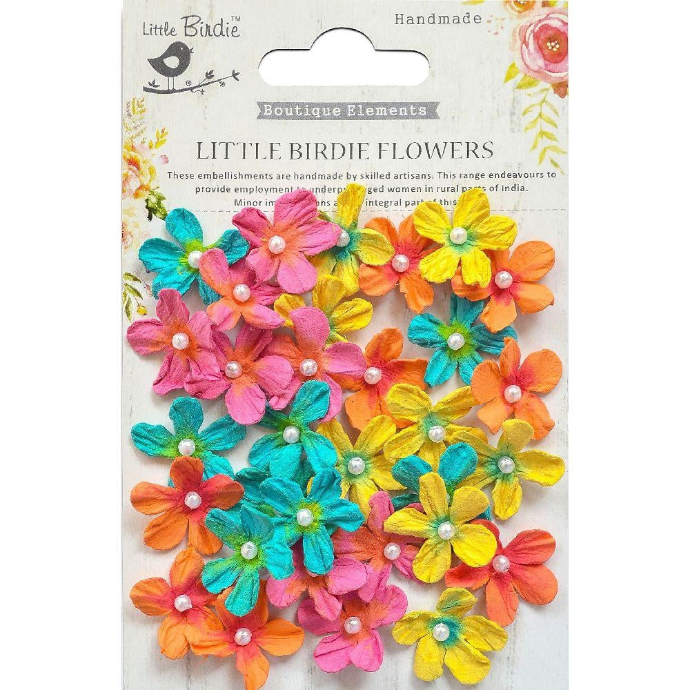 Little Birdie Pearl Petites Paper Flowers 32/Pkg-Pink