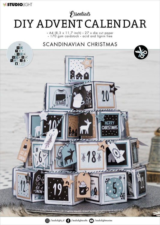 Studio Light Essentials DIY Die-Cut Block Advent Calendar-Nr. 29, Scandinavian Christmas