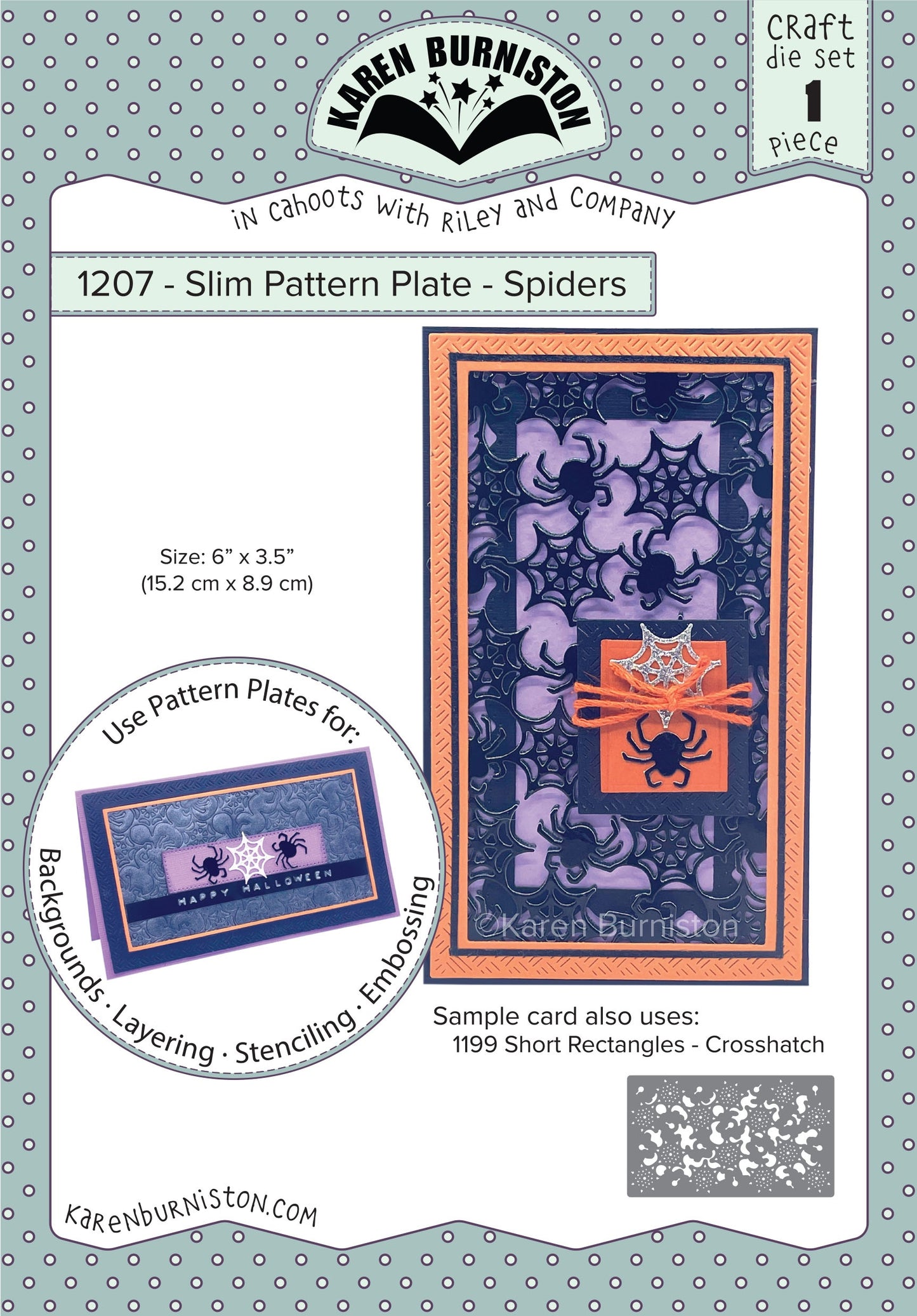 Karen Burniston Dies-Slim Pattern Plate - Spiders