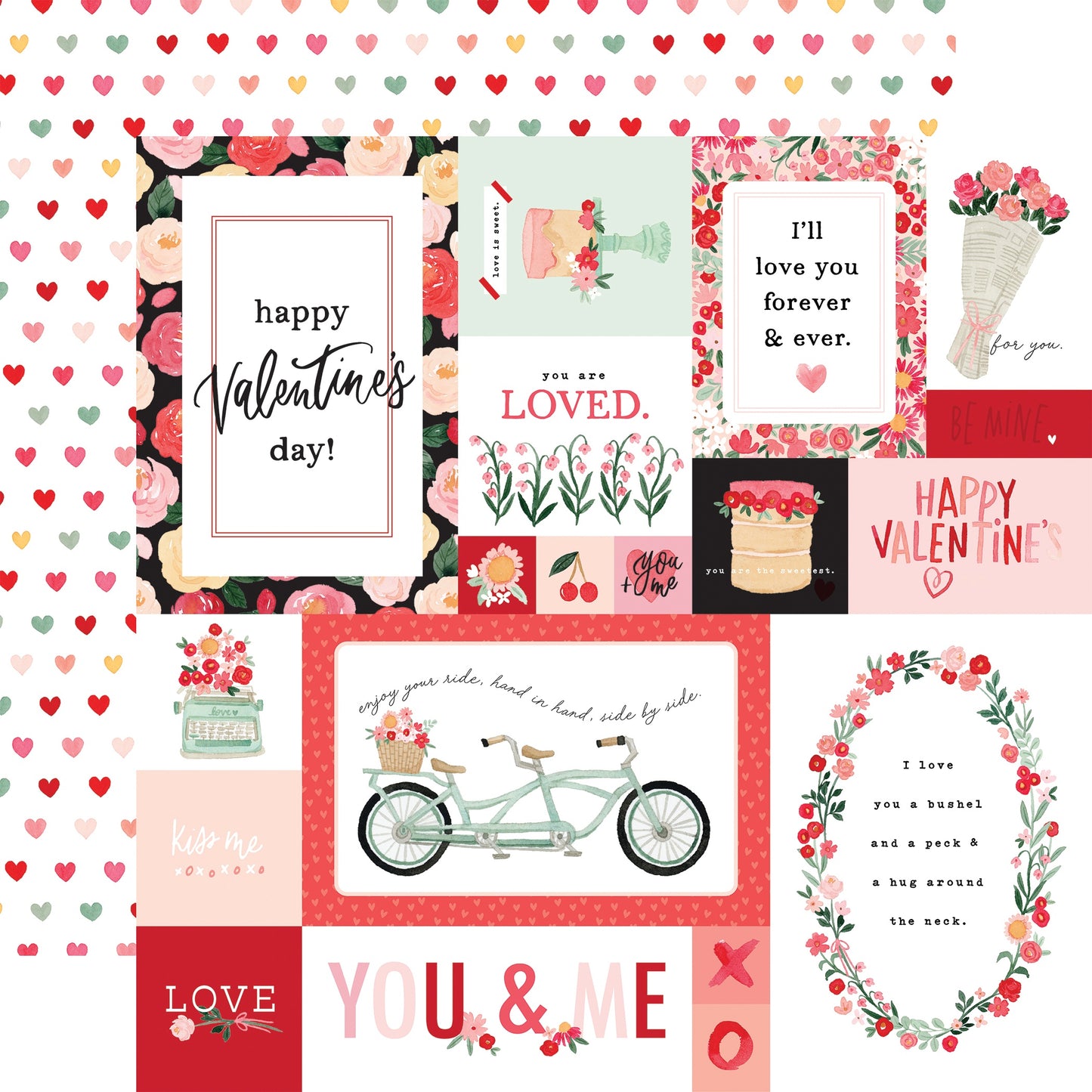 My Valentine Double-Sided Cardstock 12"X12"-2"X2" Journaling Cards