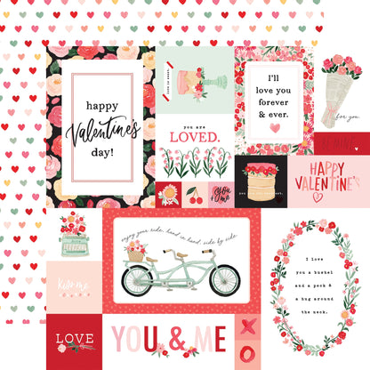 My Valentine Double-Sided Cardstock 12"X12"-2"X2" Journaling Cards