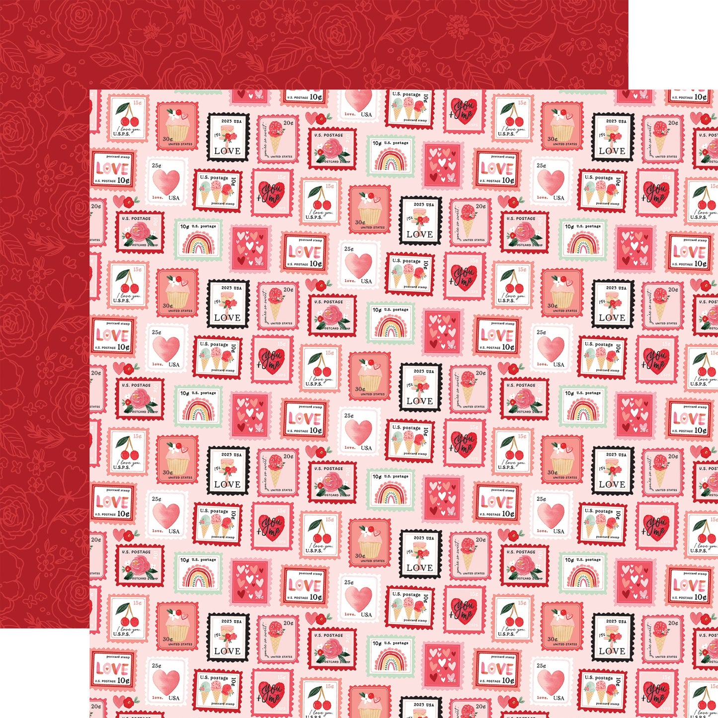 My Valentine Double-Sided Cardstock 12"X12"-2"X2" Journaling Cards