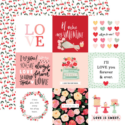 My Valentine Double-Sided Cardstock 12"X12"-2"X2" Journaling Cards