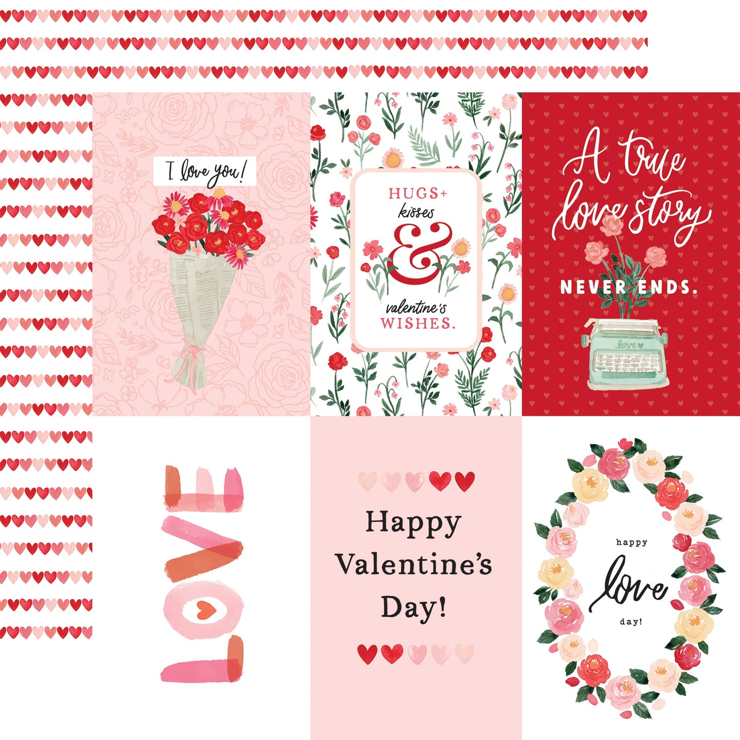 My Valentine Double-Sided Cardstock 12"X12"-2"X2" Journaling Cards