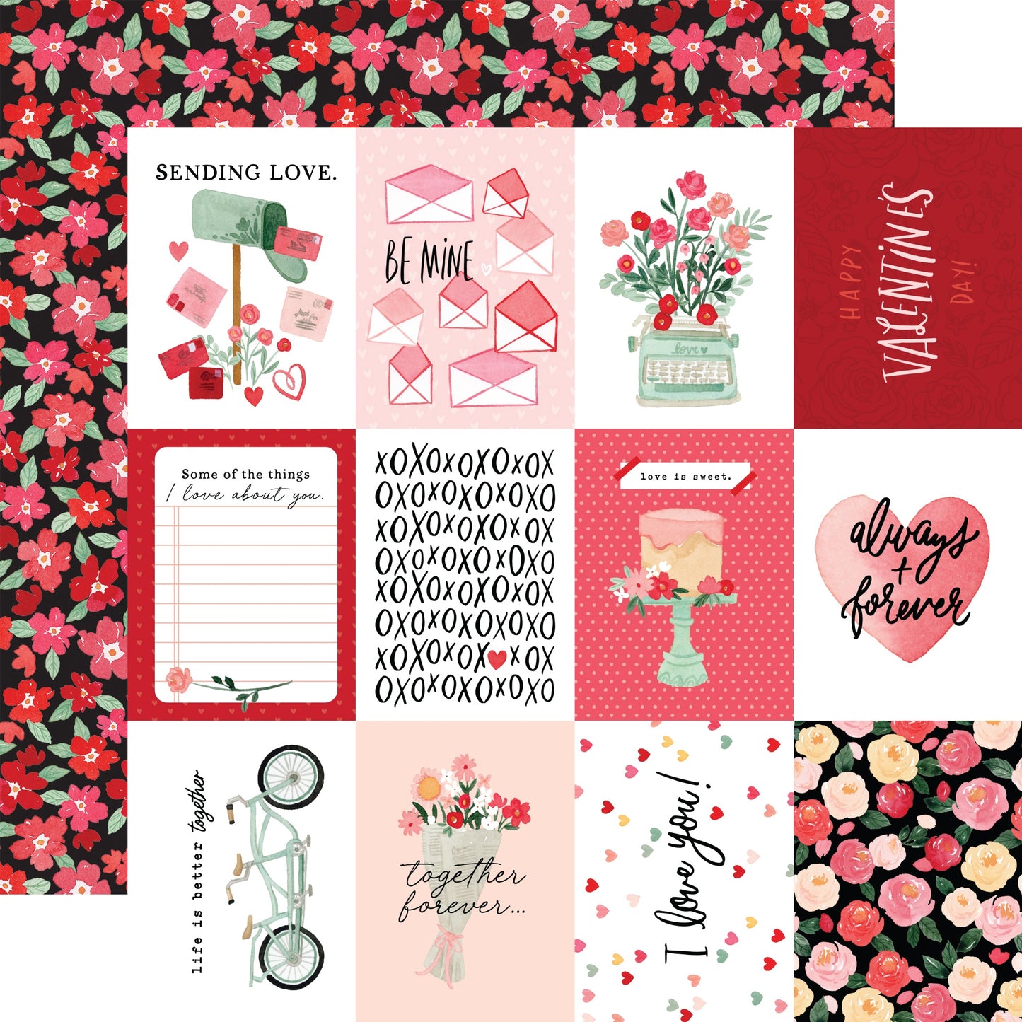 My Valentine Double-Sided Cardstock 12"X12"-2"X2" Journaling Cards