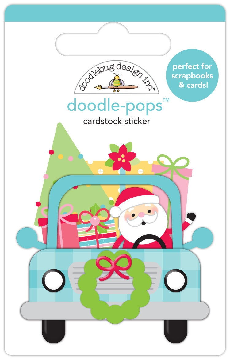 Doodlebug Doodle-Pops 3D Stickers-Here Comes Santa