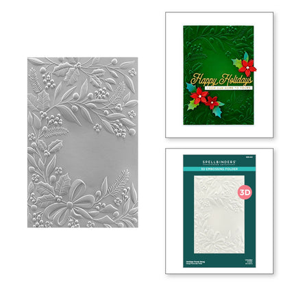 Spellbinders 3D Embossing Folder 5.5"x8.5"-Holiday Floral Swag