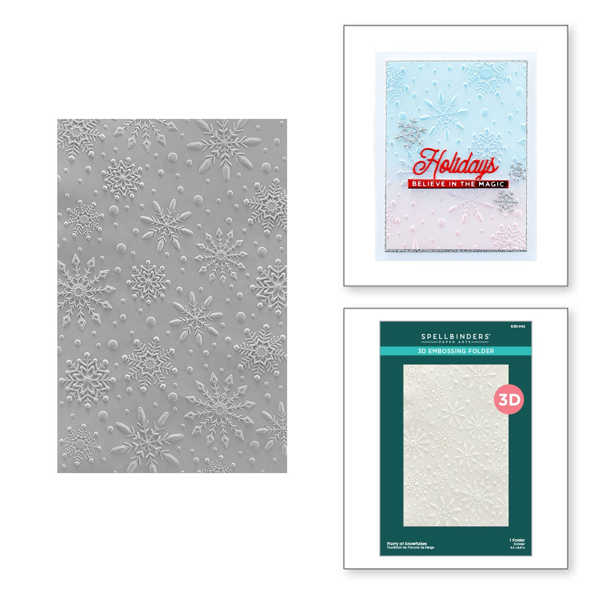 Spellbinders 3D Embossing Folder 5.5"x8.5"-Flurry Of Snowflakes