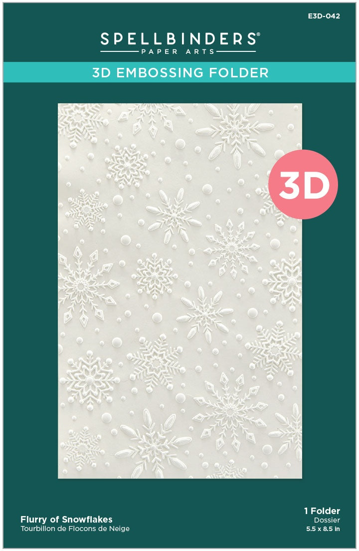 Spellbinders 3D Embossing Folder 5.5"x8.5"-Flurry Of Snowflakes