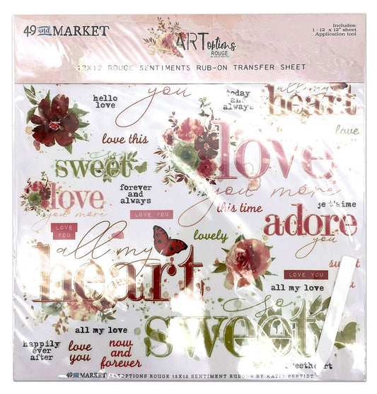 ARToptions Rouge Rub-Ons 12"X12" 1/Sheet-Sentiments