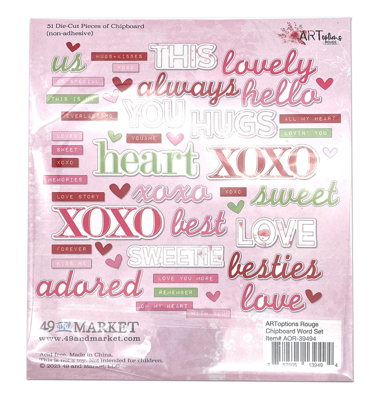 ARToptions Rouge Chipboard Word Set-