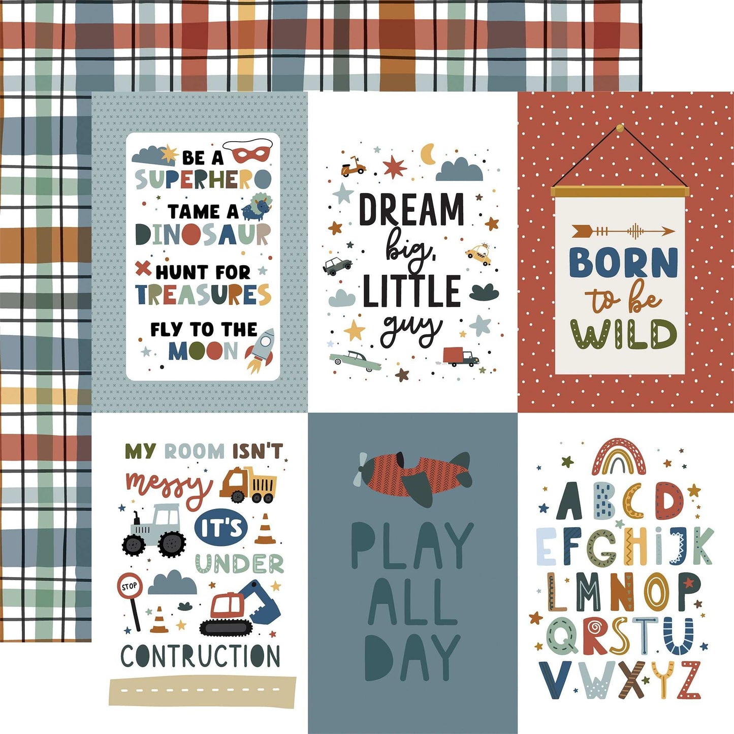 Dream Big Little Boy Double-Sided Cardstock 12"X12"-Tractors