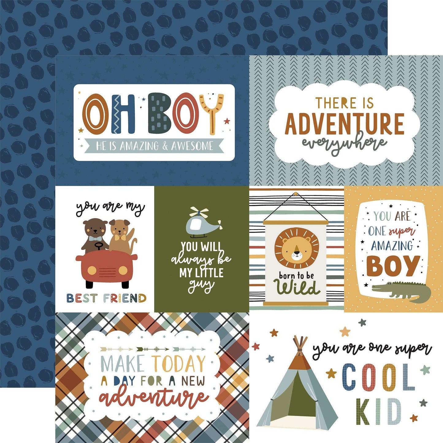 Dream Big Little Boy Double-Sided Cardstock 12"X12"-Tractors