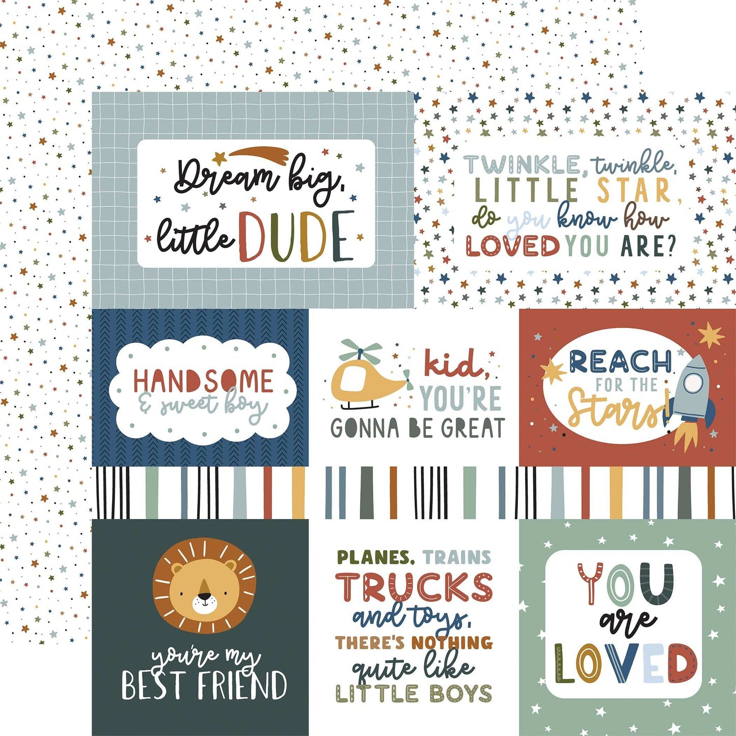 Dream Big Little Boy Double-Sided Cardstock 12"X12"-Tractors