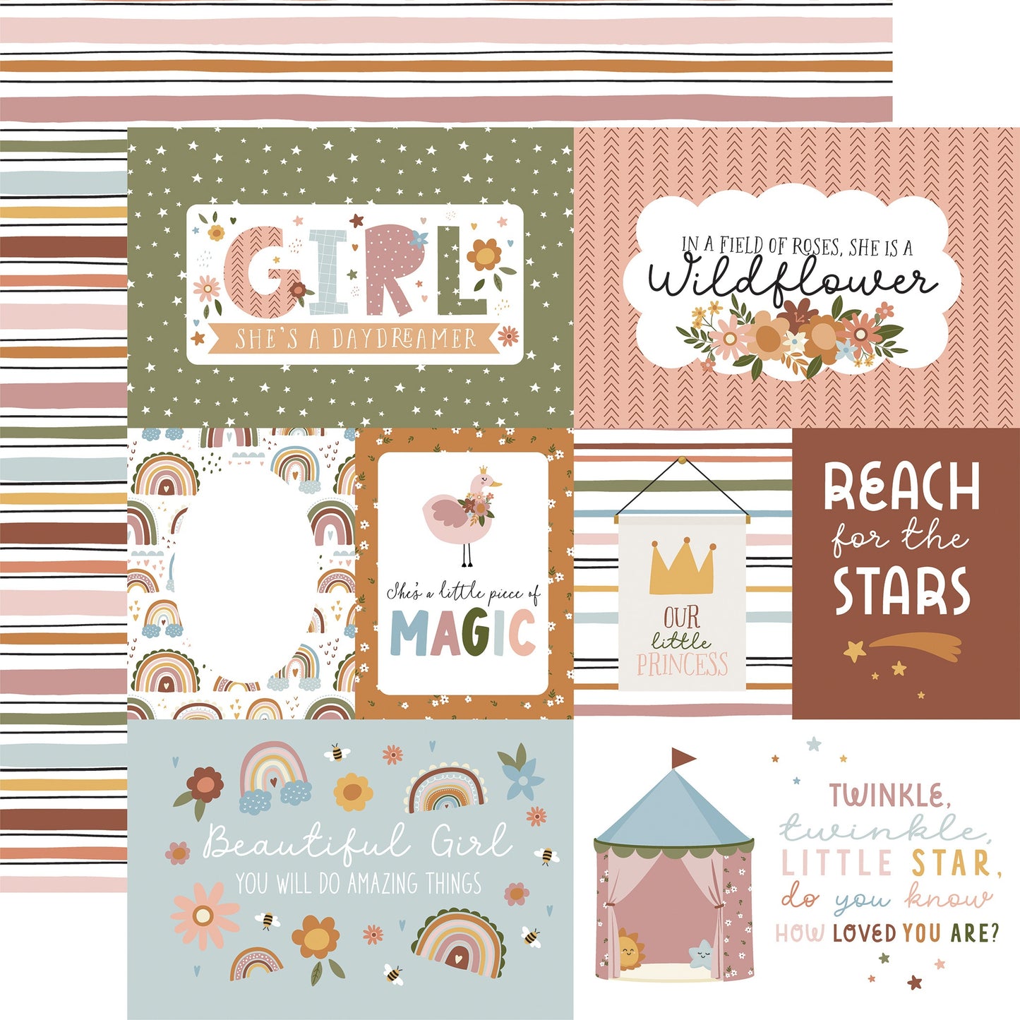 Dream Big Little Girl Double-Sided Cardstock 12"X12"-Butterfly Bunches