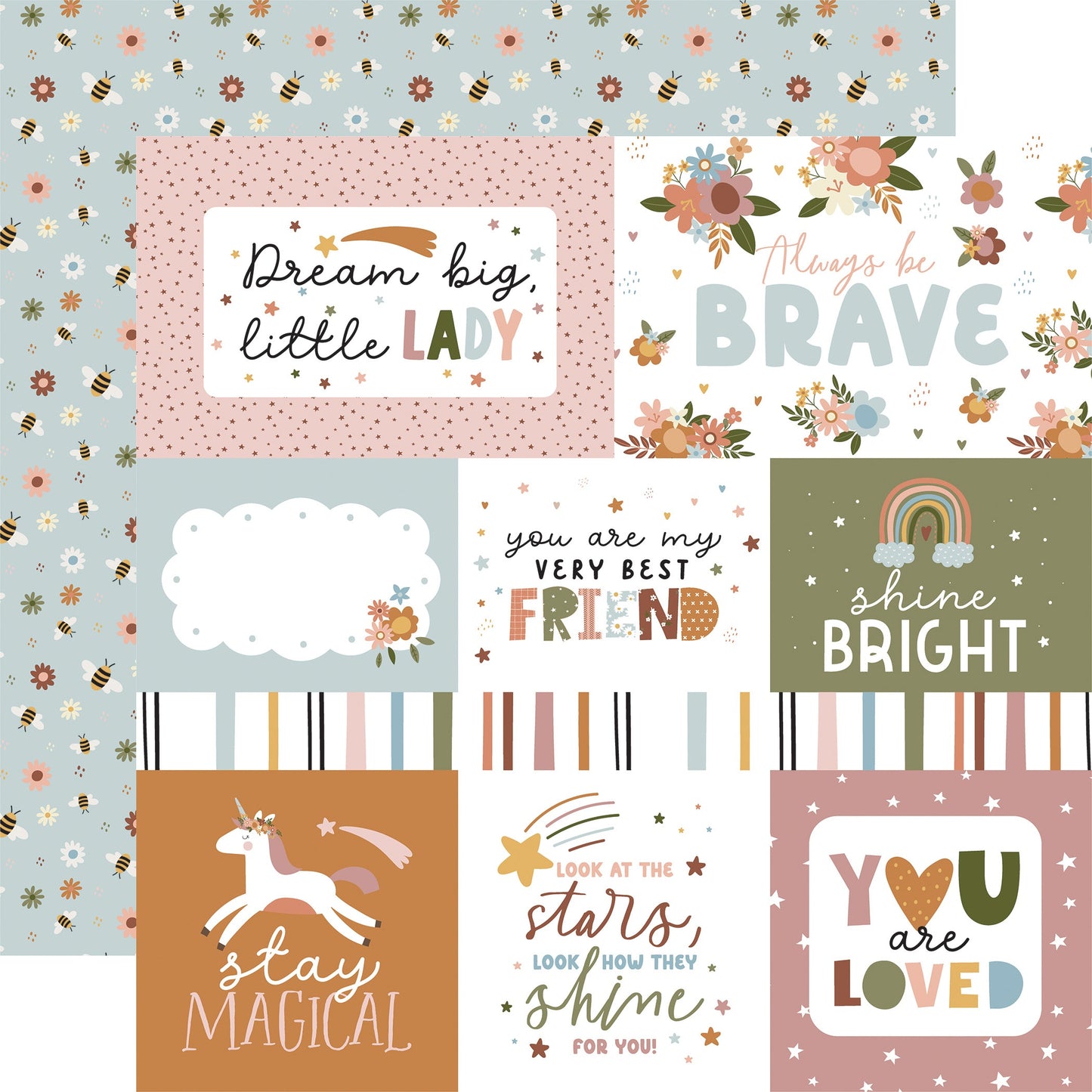 Dream Big Little Girl Double-Sided Cardstock 12"X12"-Butterfly Bunches