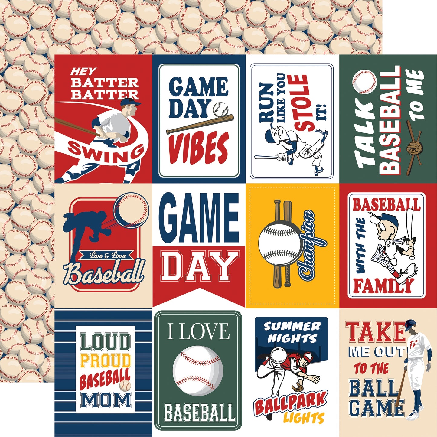 Home Run Double-Sided Cardstock 12"X12"-Game Day