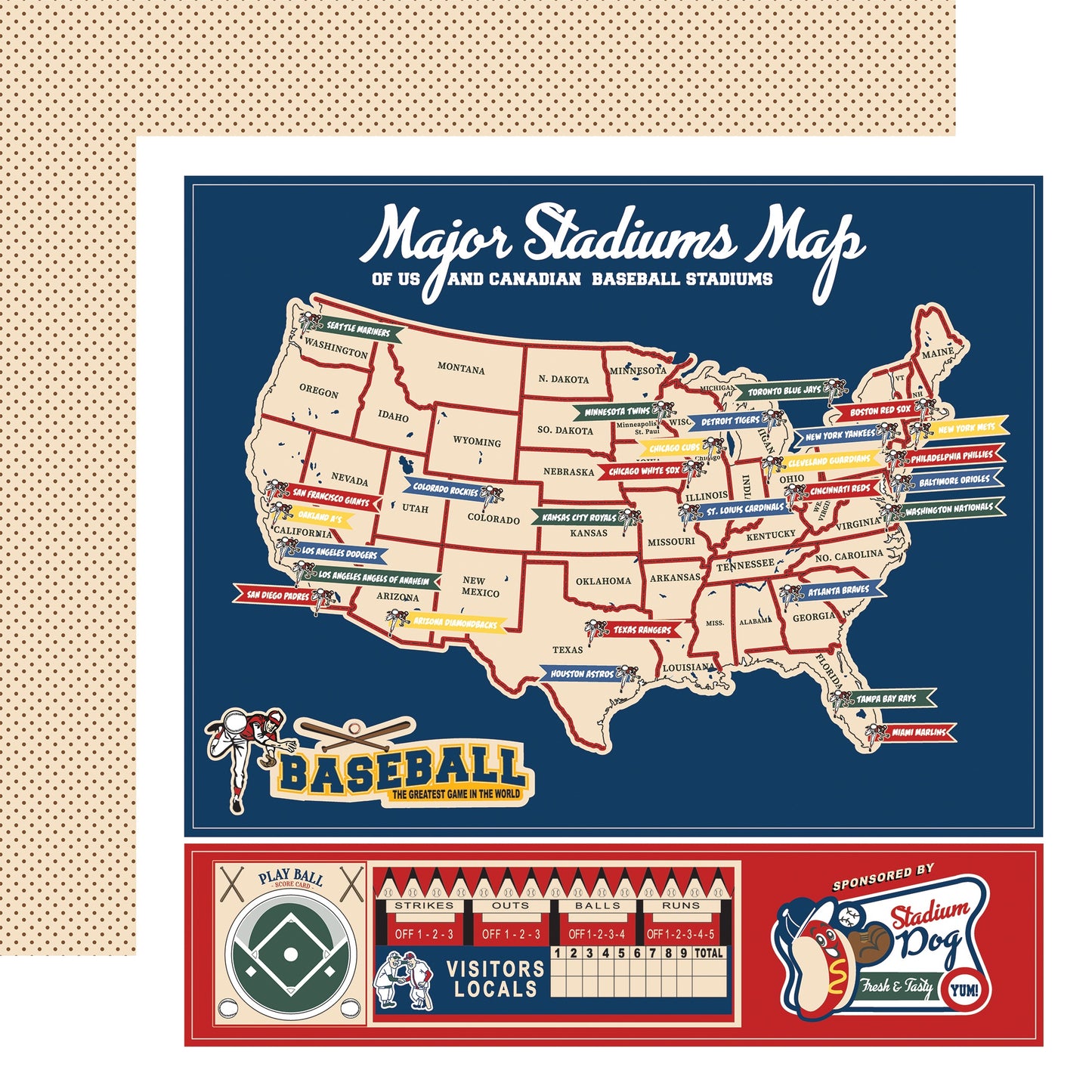 Home Run Double-Sided Cardstock 12"X12"-Game Day