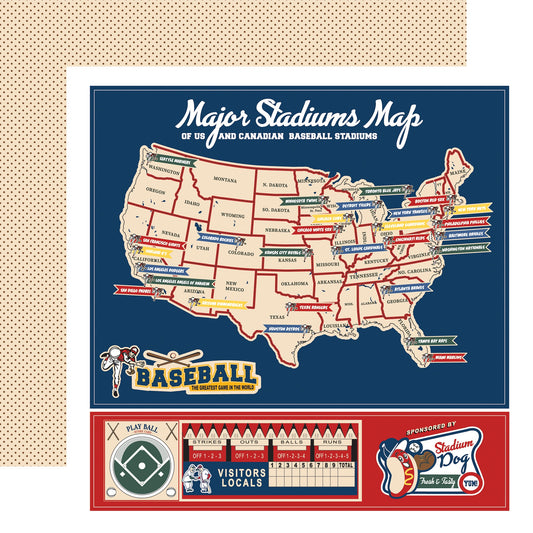 Home Run Double-Sided Cardstock 12"X12"-Game Day