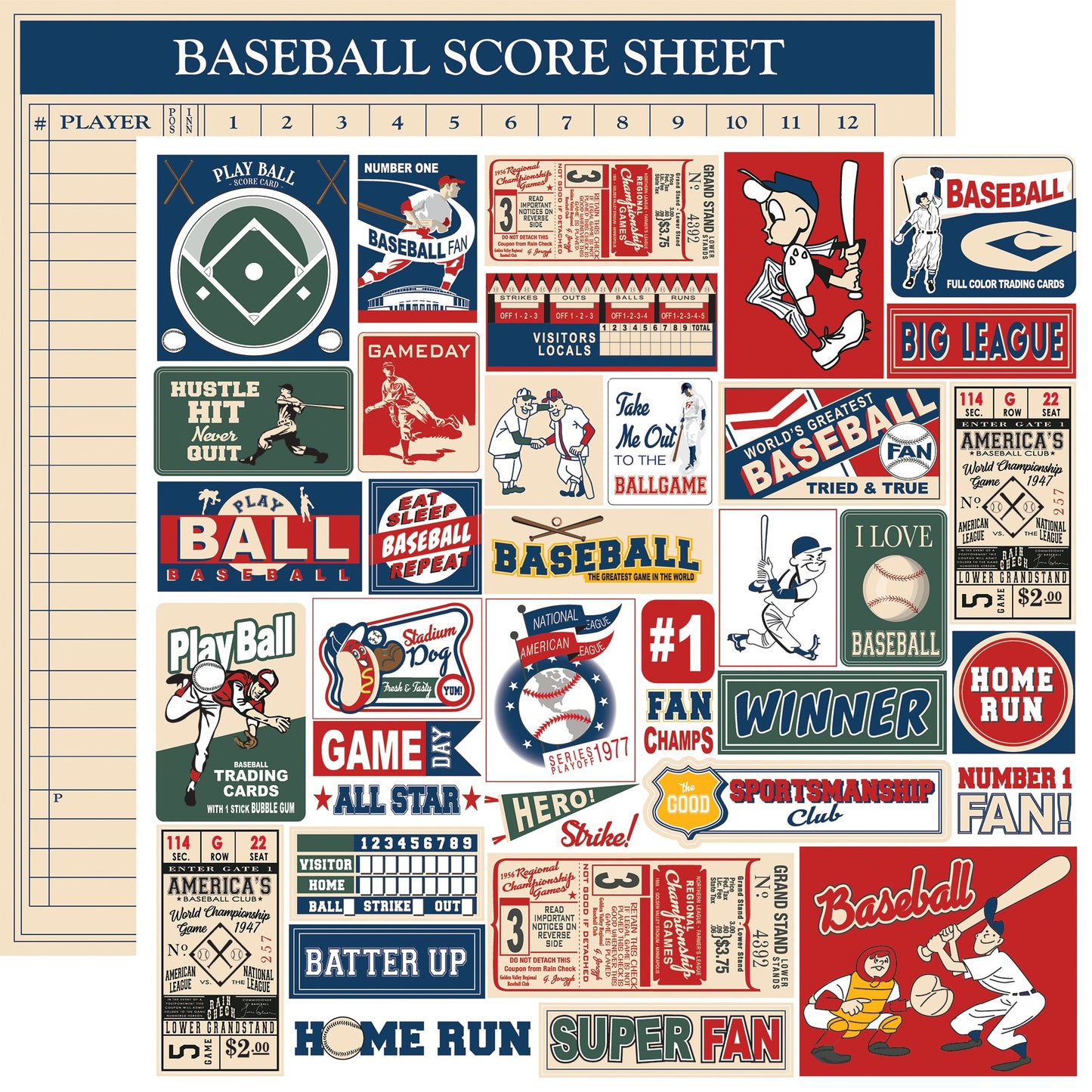 Home Run Double-Sided Cardstock 12"X12"-Game Day