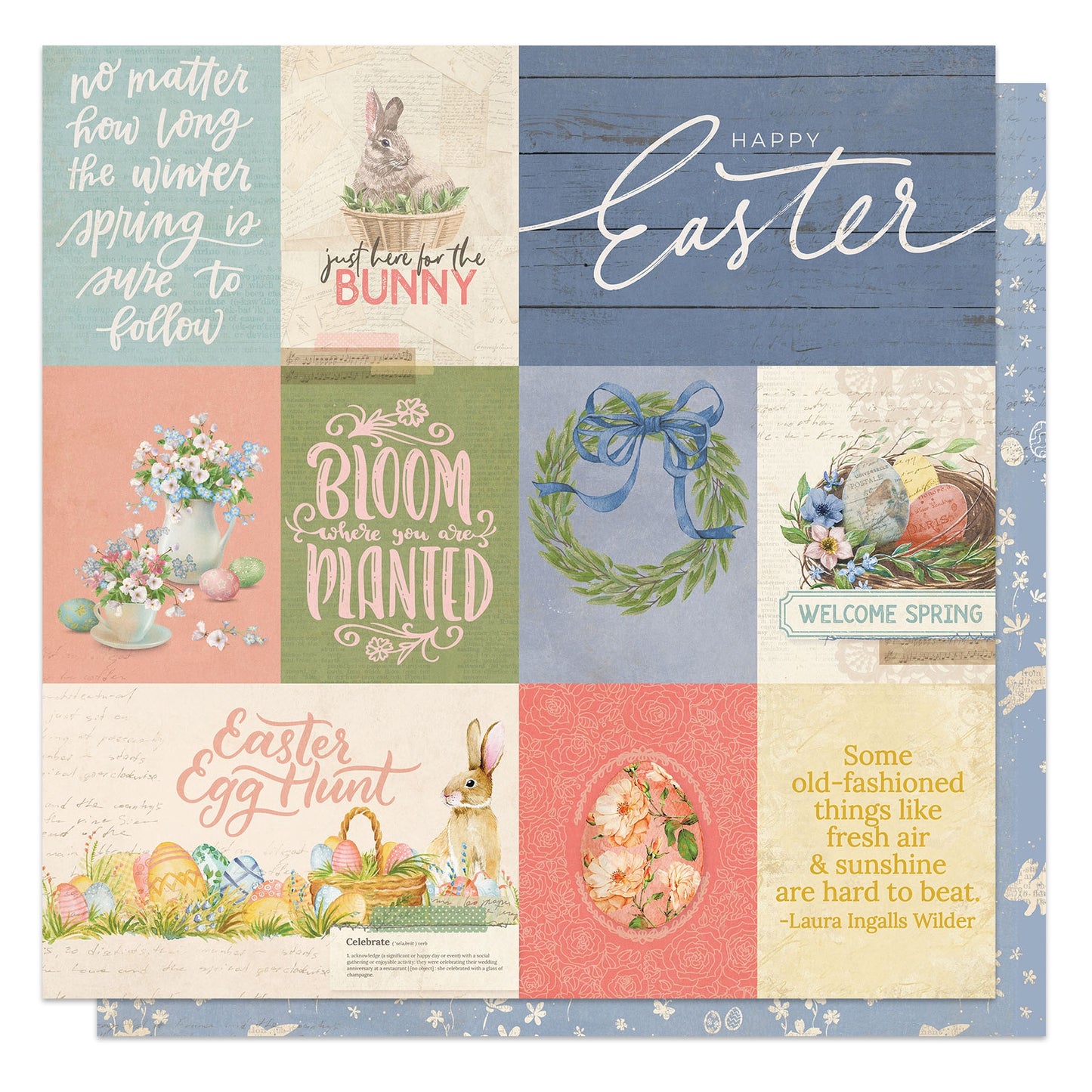 Bunnies & Blooms Double-Sided Cardstock 12"X12"-Select Style