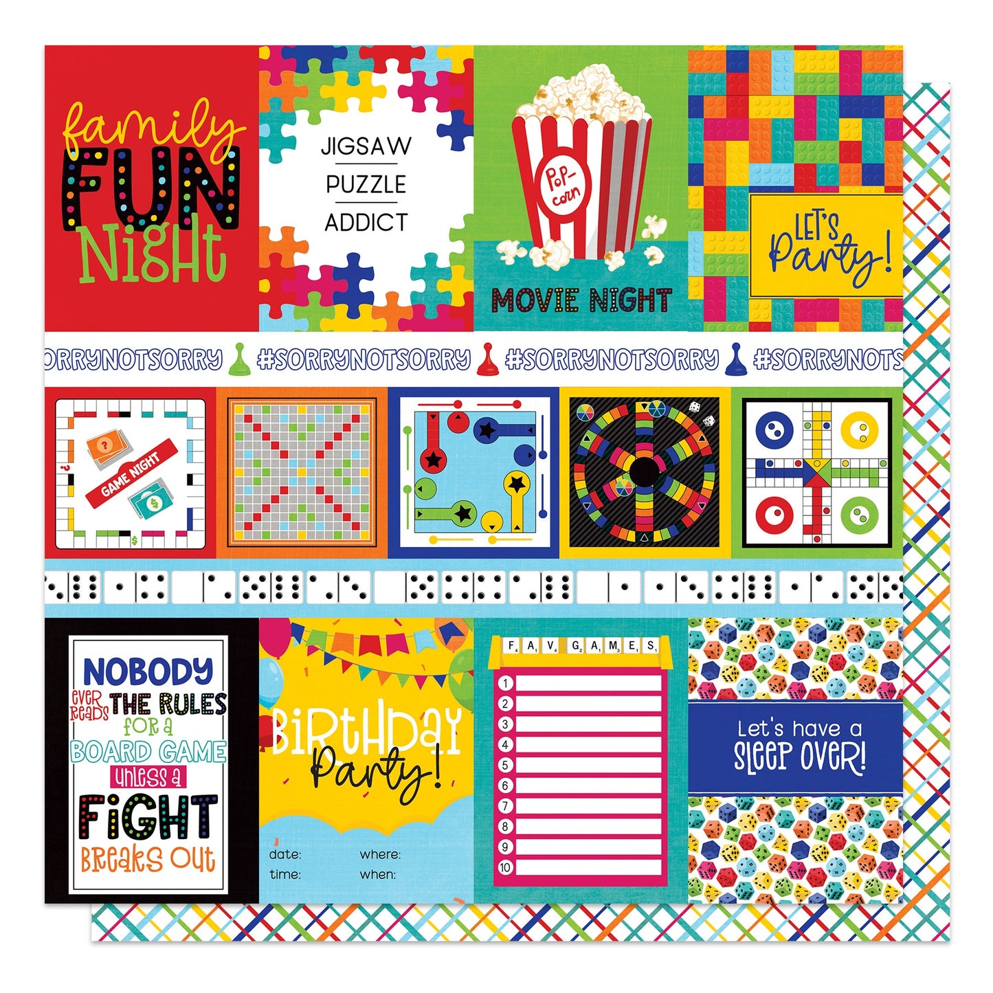 Family Fun Night Double-Sided Cardstock 12"X12"-Movie Night