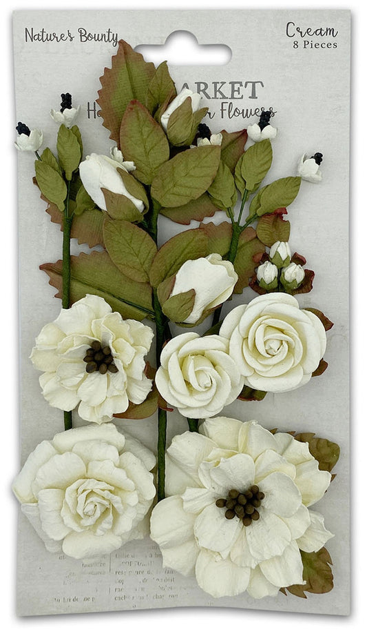 49 And Market Nature's Bounty Paper Flowers-Cream