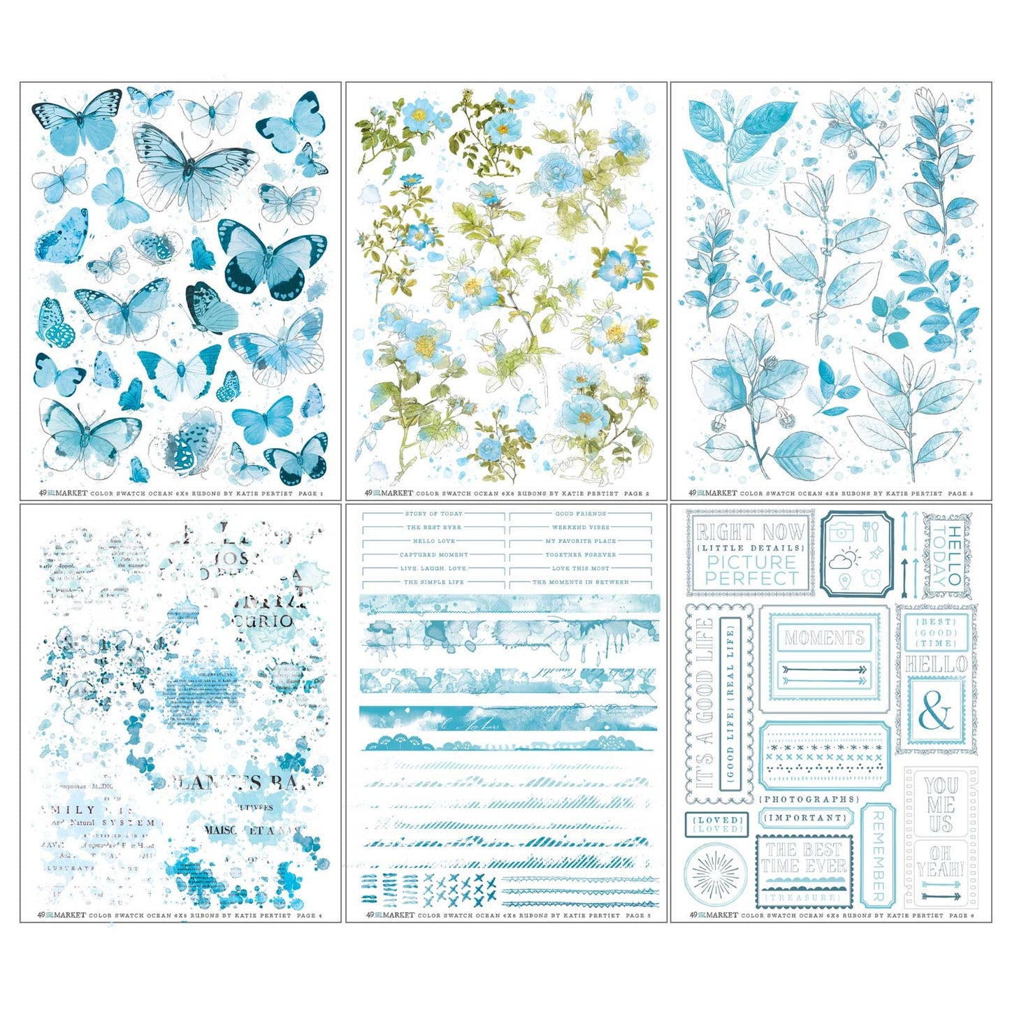 Color Swatch: Ocean Rub-Ons 6"X8" 6/Sheets-