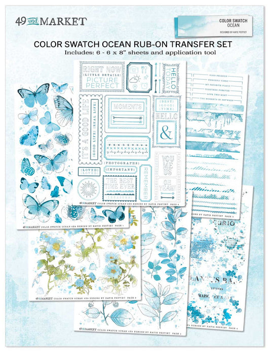 Color Swatch: Ocean Rub-Ons 6"X8" 6/Sheets-