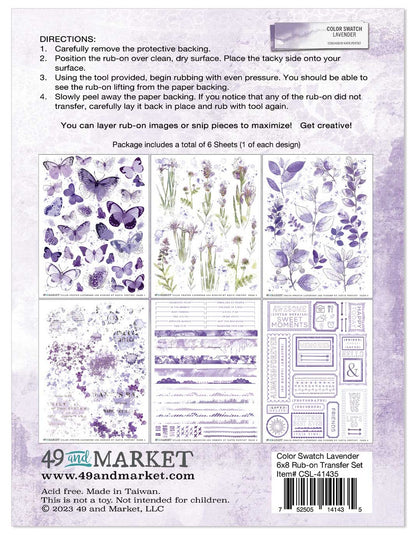 Color Swatch: Lavender Rub-Ons 6"X8" 6/Sheets-