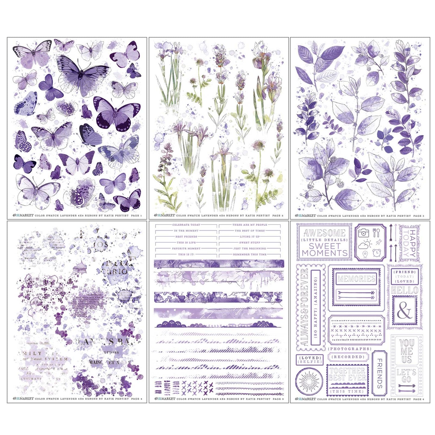 Color Swatch: Lavender Rub-Ons 6"X8" 6/Sheets-