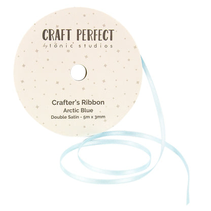 Craft Perfect Double Face Satin Ribbon 3mmX5m-Arctic Blue