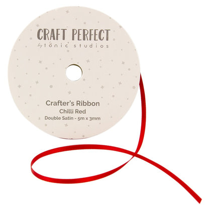 Craft Perfect Double Face Satin Ribbon 3mmX5m-Chilli Red