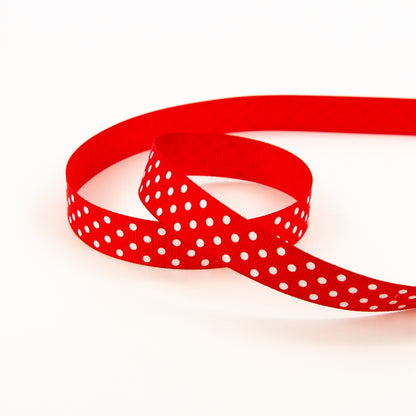 Craft Perfect Dotted Grosgrain Ribbon 16mmX5m-Red Polka Dot