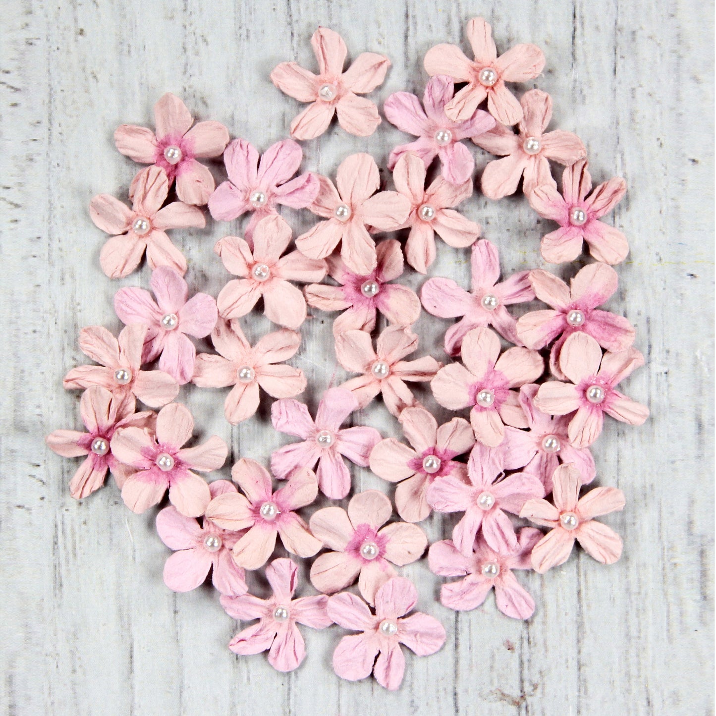 Little Birdie Pearl Petites Paper Flowers 32/Pkg-Pink