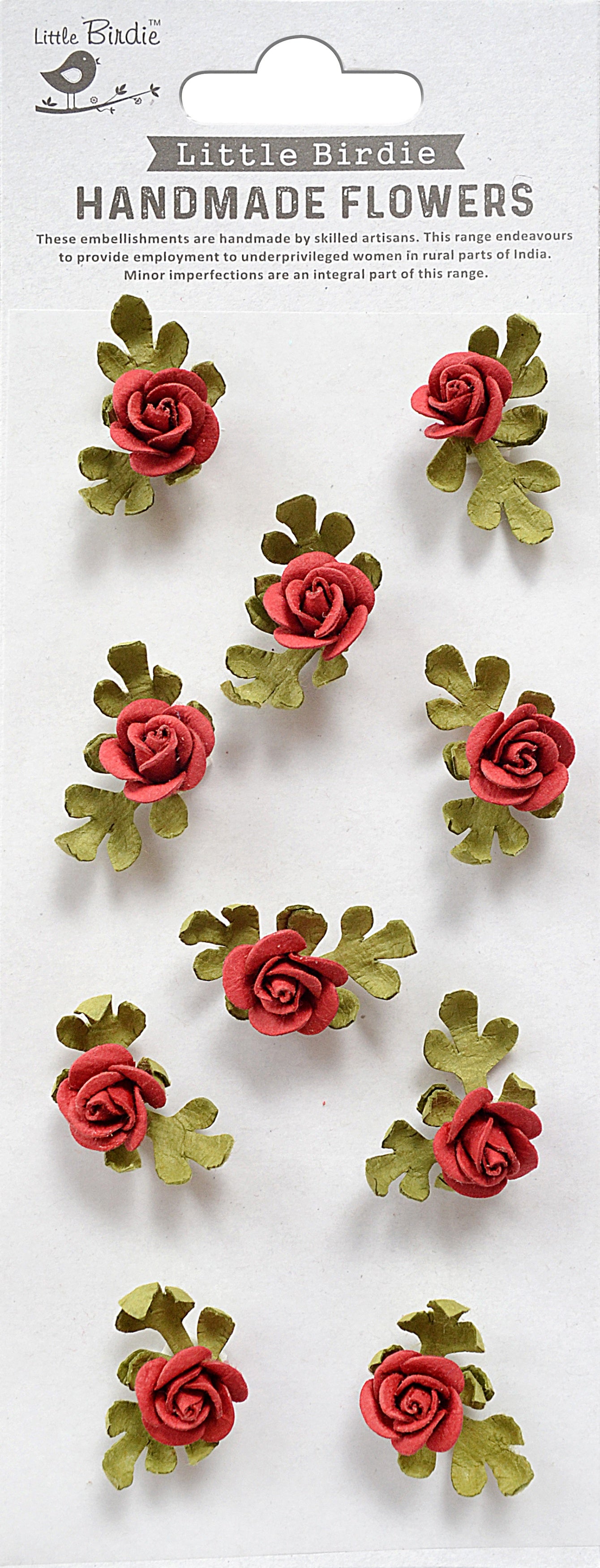 Little Birdie Petite Rose Paper Flowers 10/Pkg-Select Style