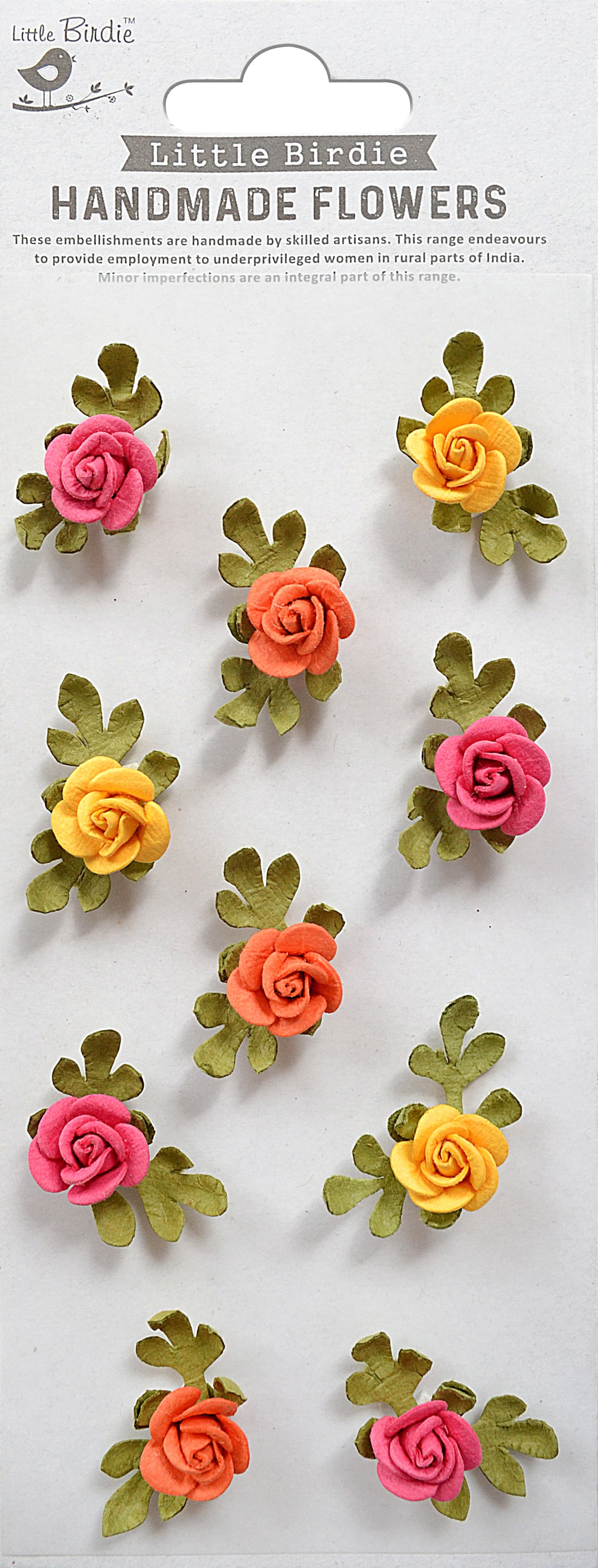 Little Birdie Petite Rose Paper Flowers 10/Pkg-Select Style