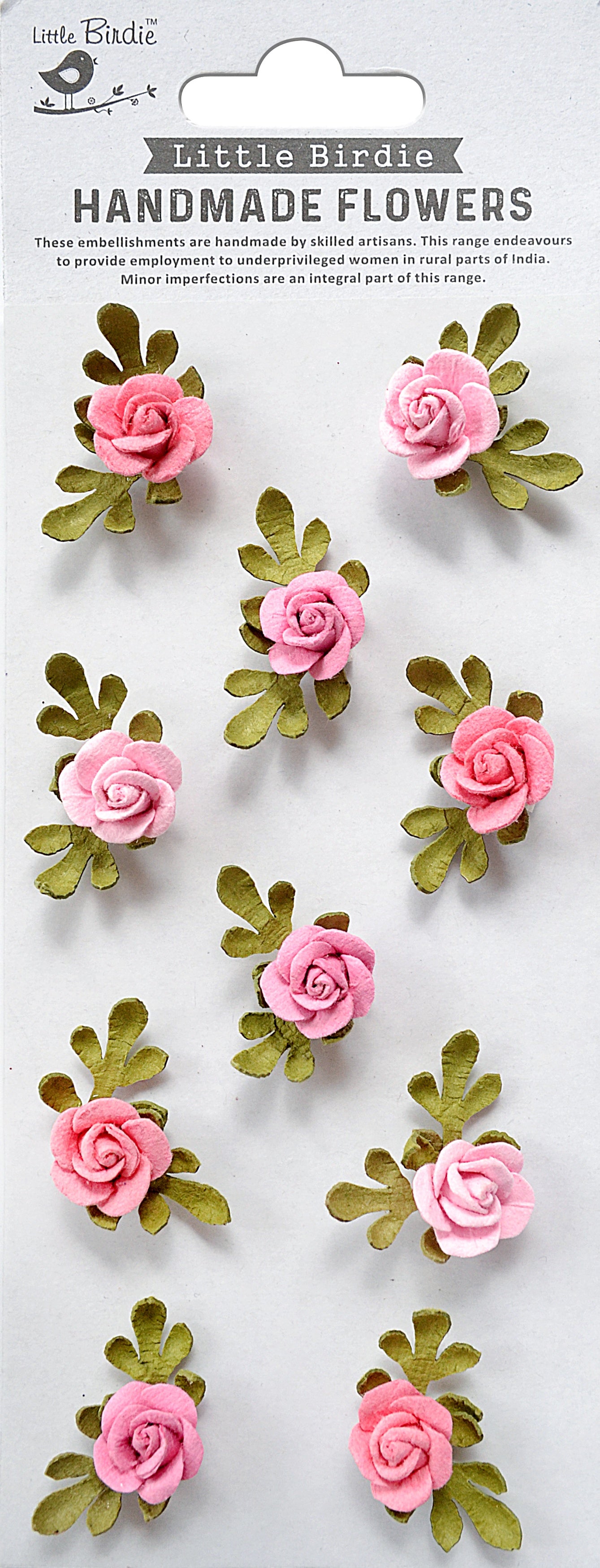 Little Birdie Petite Rose Paper Flowers 10/Pkg-Select Style